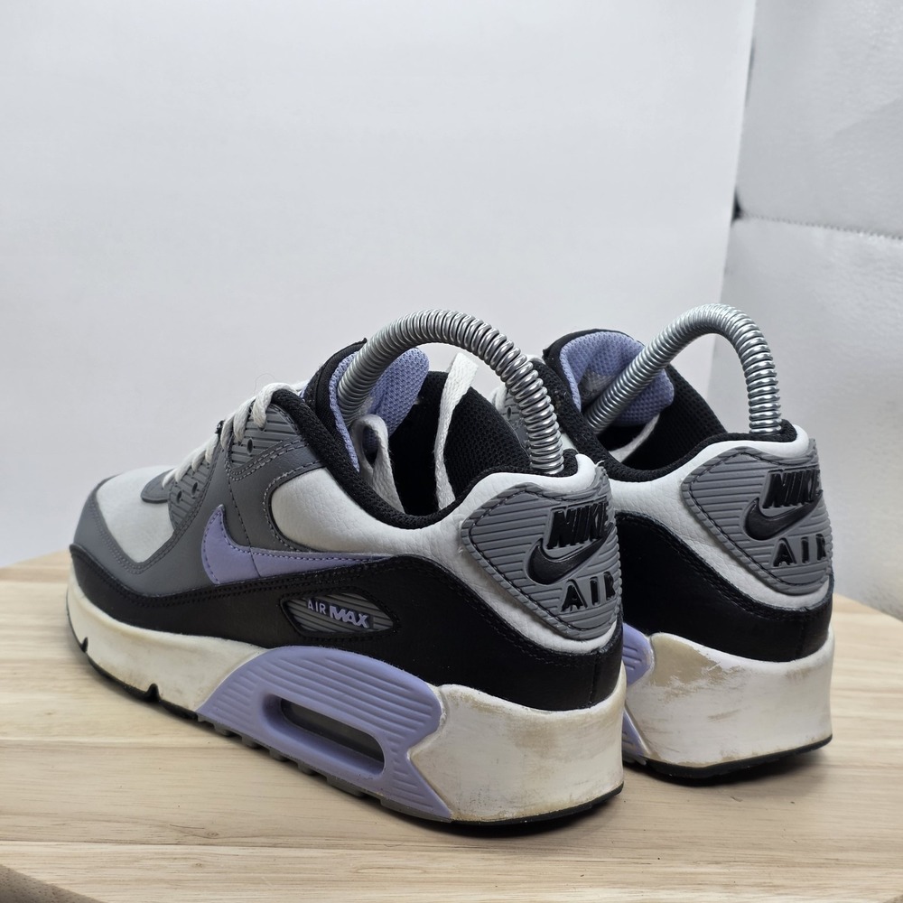 Youth Size 4Y - Nike Air Max 90 LTR Shoes Gray Purple Sneakers W5.5 - DV3607-001 - Picture 7 of 10